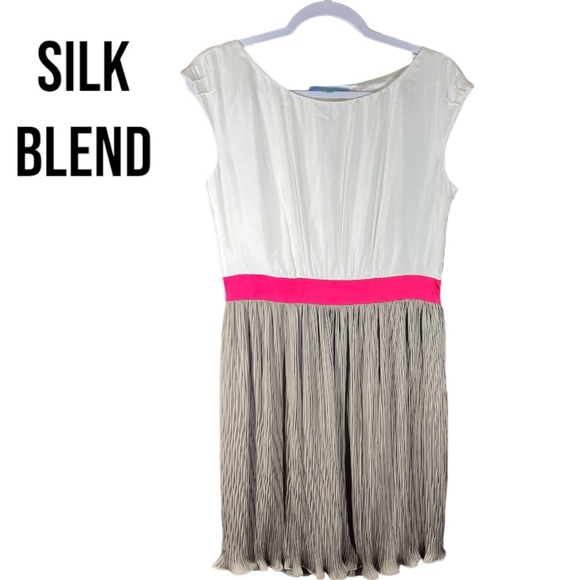 Antonio Melani Women's SILK Blend Dress Colorblock Accordion Pleat 6 NWT - Picture 1 of 12